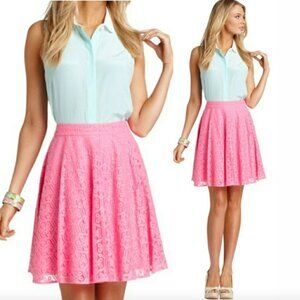 Lilly Pulitzer Meadow Skirt in Daisy Lane Lace Fiesta Pink